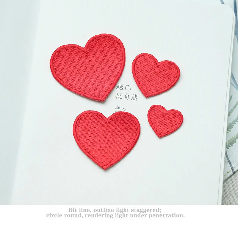 10PCS/lot Red Love Heart Embroidery Patch For Clothing Cute Motif Iron On Patches DIY Badge Garment Decoration | Дом и сад