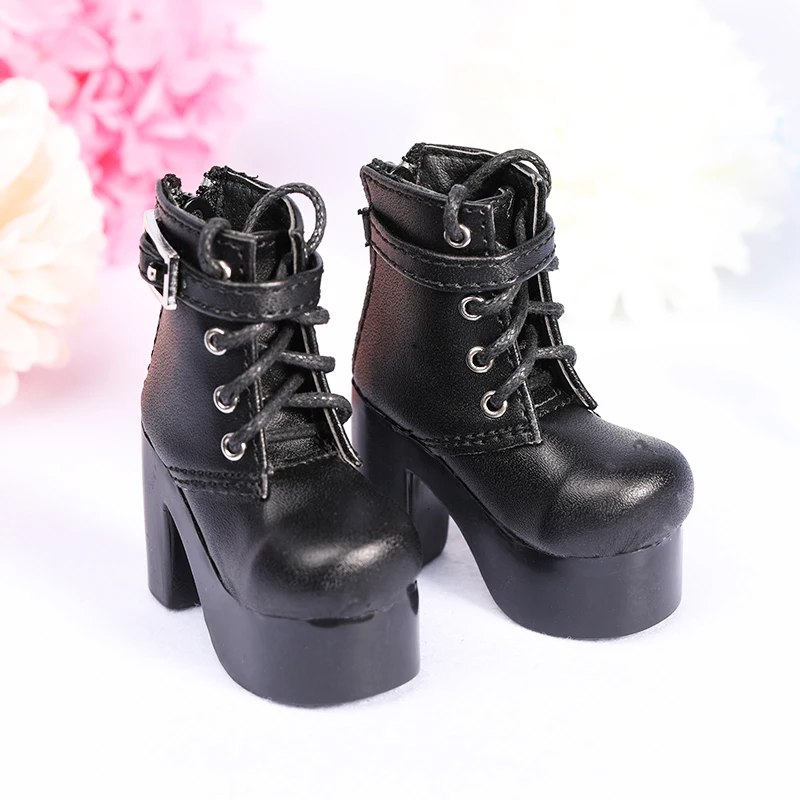 BJD dolls SD полусапожки на Высоком толстом каблуке черные сапоги шнуровке обувь для