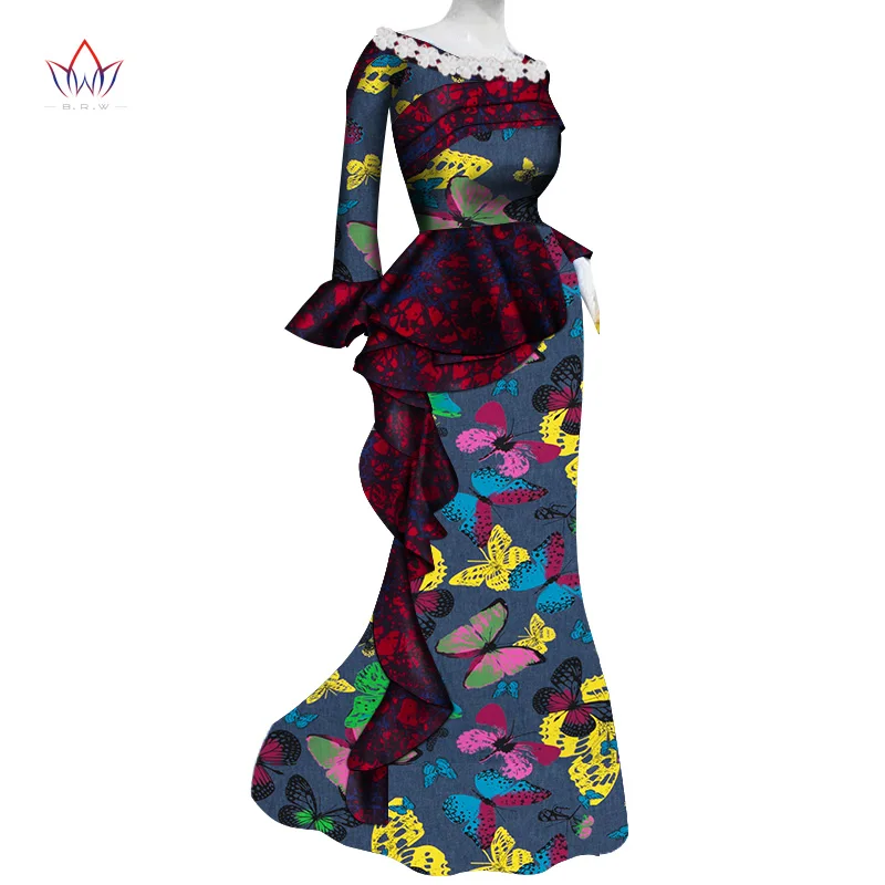 African Traditional Wear For Women Ankara Style Butterfly Cotton Fabric Clothing African Dresses for Women Robe AfricaineWY4588