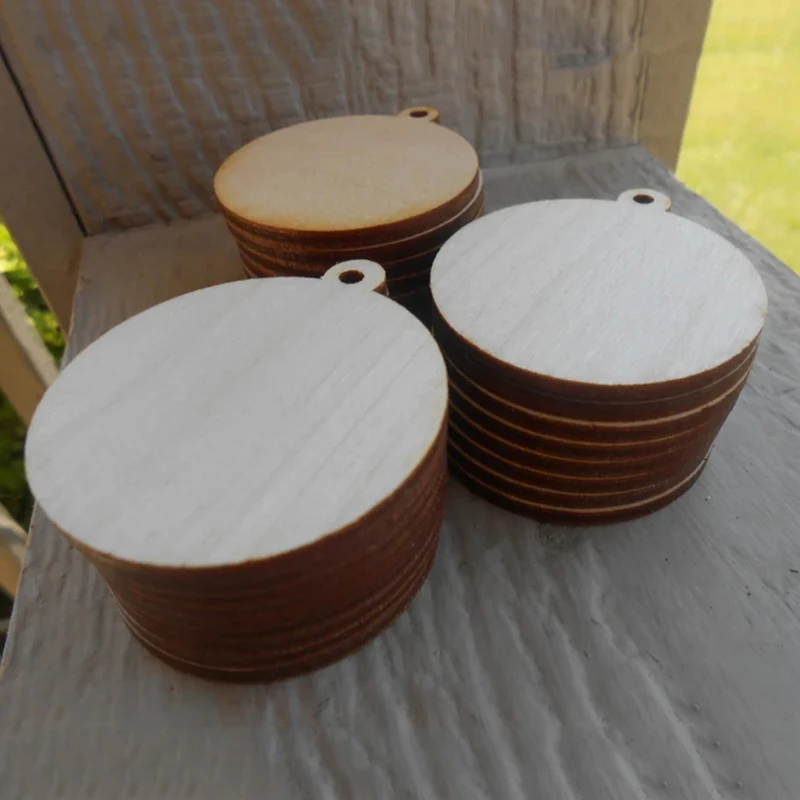 

Blank Round Tags 30/50pcs Wooden 5cm 8cm Circles Natural Discs Blank Signs Crafts Wedding Party Gift Label Hang Cards