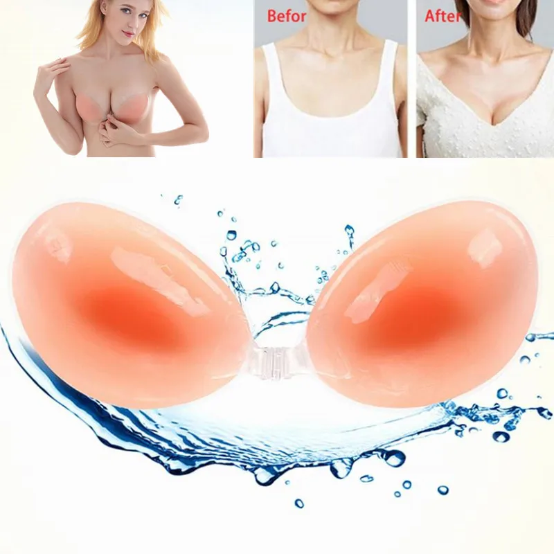 

4 Sizes ABCD Cup Sexy Women Summer Lady Beach Wedding Deep-V Underwear Silicone Bra Self-Adhesive Strapless Gel
