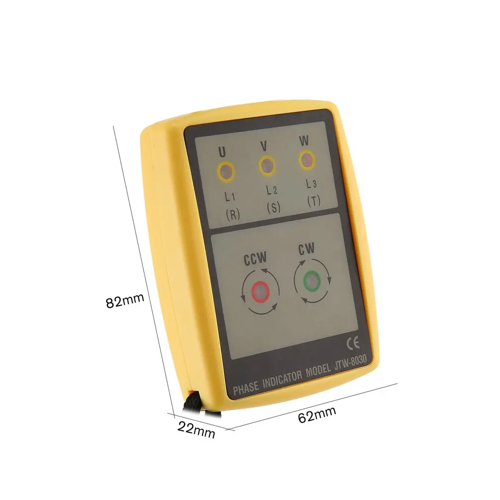 

JTW JTW-8030 Portable 3 Phase Sequence Meter Multimeter Presence Rotation Tester Phase Indicator Detector Meter LED Buzzer