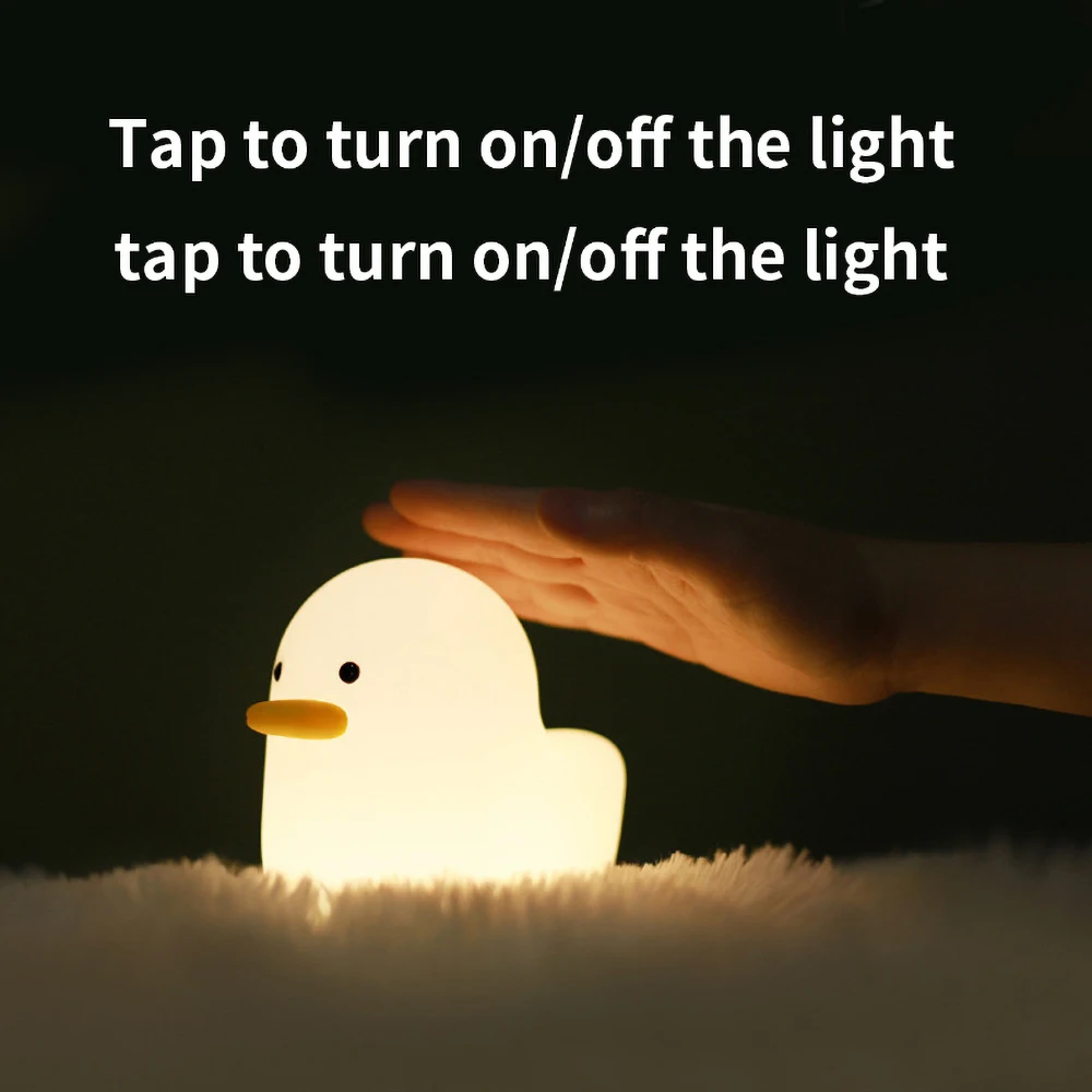

Ночсветильник с симпатичной уткой, светодиодный силиконовый ночник с мягким сенсорным датчиком, ночник в виде животного для детской комнат...