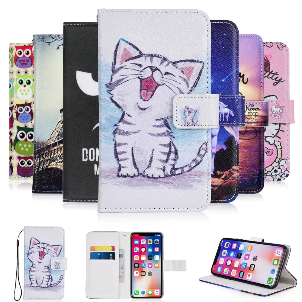 

For Wiko Y80 case cartoon Wallet PU Leather CASE Fashion Lovely Cool Cover Cellphone Bag Shield