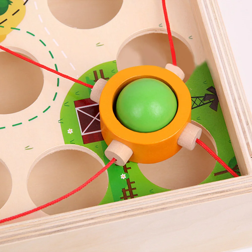 

1 Set Woode Pull Ball Table Game Children Wooden Maze Kindergarten Early Education Intellectual Strength Parent-Child Toy Gifts