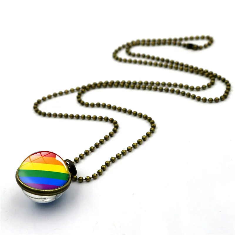 Ожерелье-Кабошон из радужного стекла для геев двухстороннее ожерелье с