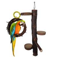pet parrot bird standing stick wood pole bird cockatiel parakeet perches bite claw grinding toy stand pole bird cage accessories