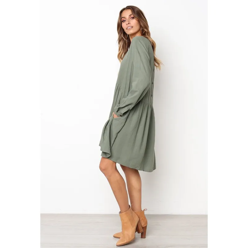 

3 Color Maternity Linen Dress For Pregnant Women Spring Autumn Shirts Full Solid Clothes Pregnancy Clothing Plus Size XL Vestido