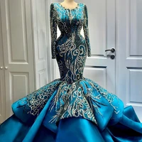 customise trumpet evening dress with lace appliques tier court train vestido de novia party gowns women formal occasion wear