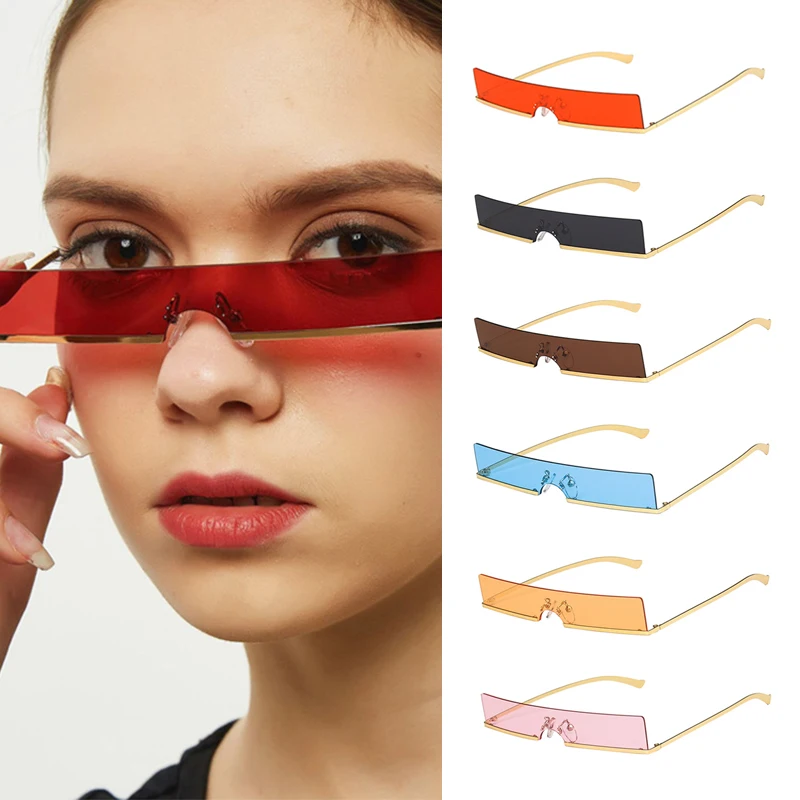 

Narrow-Frame Sunglasses Metal Trendy Women's Small Square Punk Concave Sunglasses Gafas De Sol Cuadradas Pequeñas Para Mujer