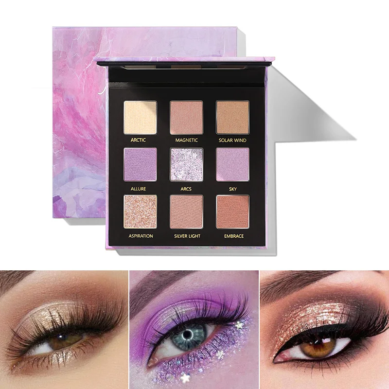 Pudaier 9 цветов Тени для век Pallete Sunset Polar Light Milky Way Serices Профессиональный матовый блеск Палетка теней для глаз - Цвет: Milky way