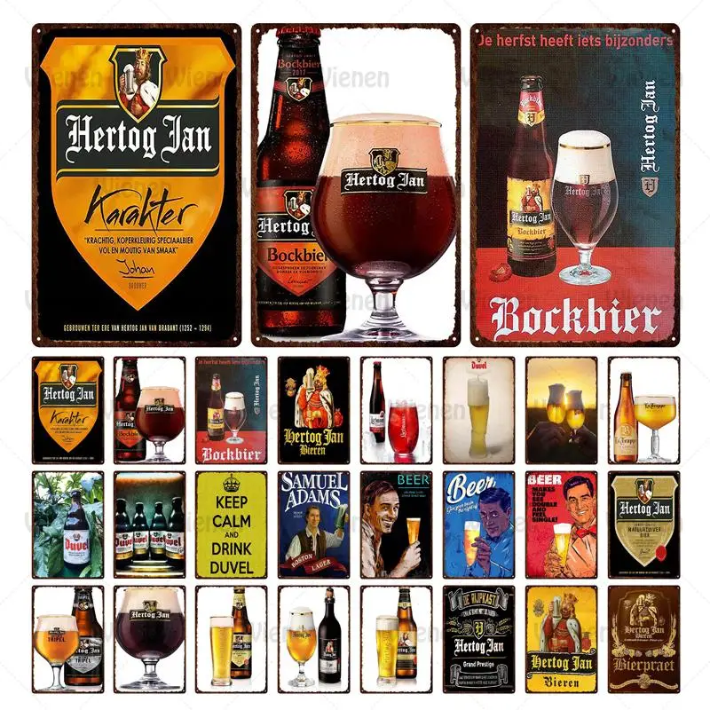 Hertog Jan пивной металлический знак табличка Бельгия винтажный домашний бар паб