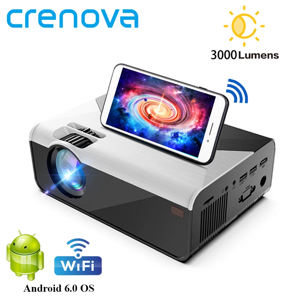 Мини проектор CRENOVA G08 3000 люмен (опционально Android G08C) Wifi Bluetooth для телефона Поддержка