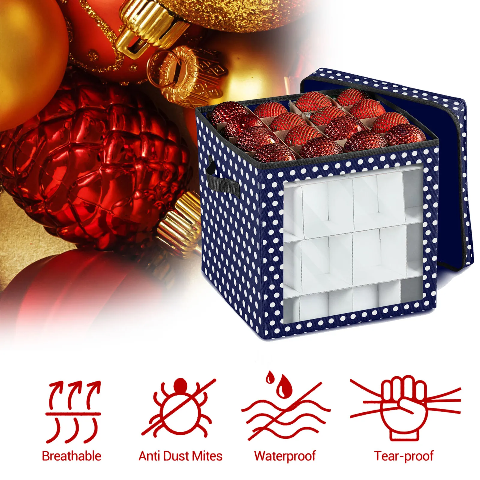 Коробка для хранения рождественских украшений с крышкой и картонными