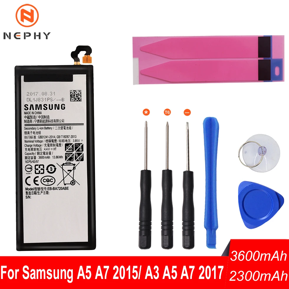 Оригинальная батарея Nephy для Samsung Galaxy A5 A7 2015 A3 2017 SM A320F A500F A520F A700F A720F/DS Duos замена