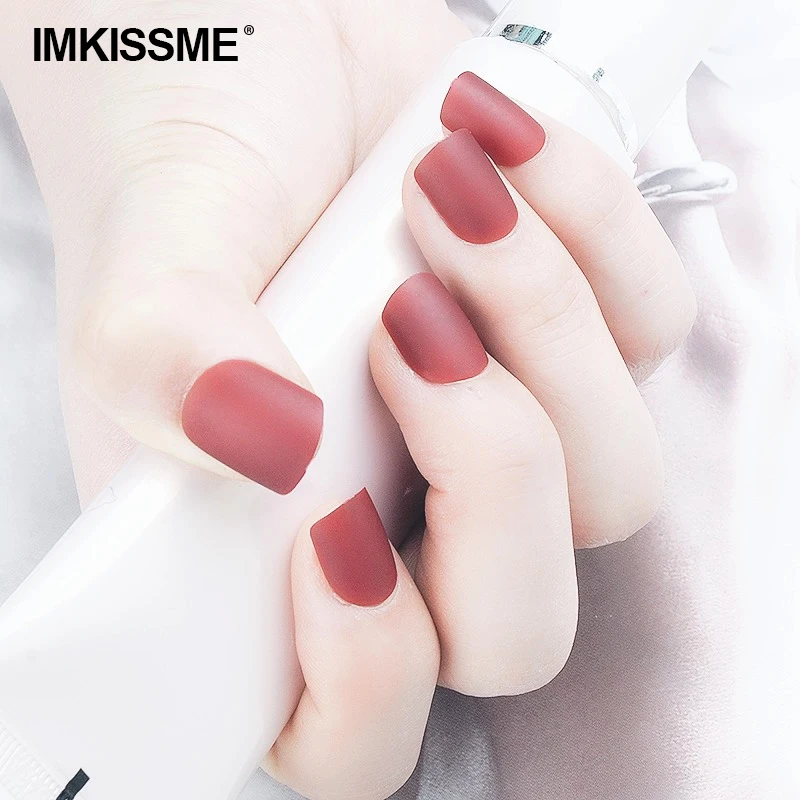 

IMKISSME 24 шт. красные акриловые накладные ногти искусство матовая накладные ногти набор чувственный IK38-4 #