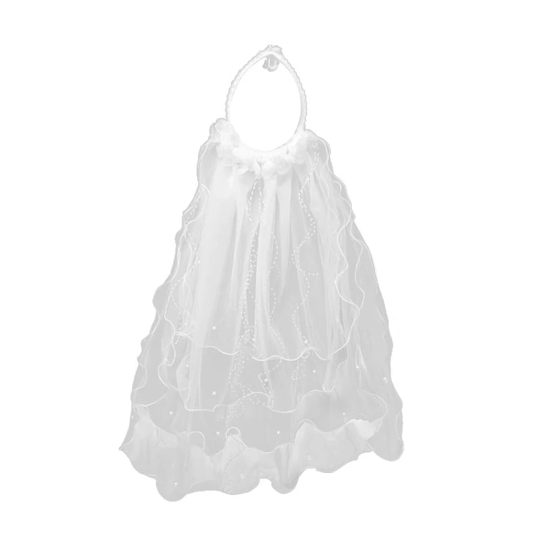 

Wedding Veil Bridal Cathedral Transparent Veil Exquisite Four Layers Curling Yarns Hair Accessory for Brides