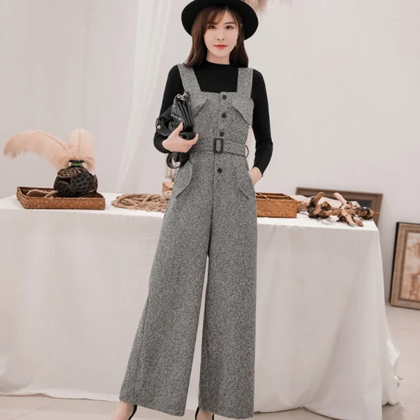 2020 Новинка осени Для женщин комбинезоны с широкими штанинами элегантные
