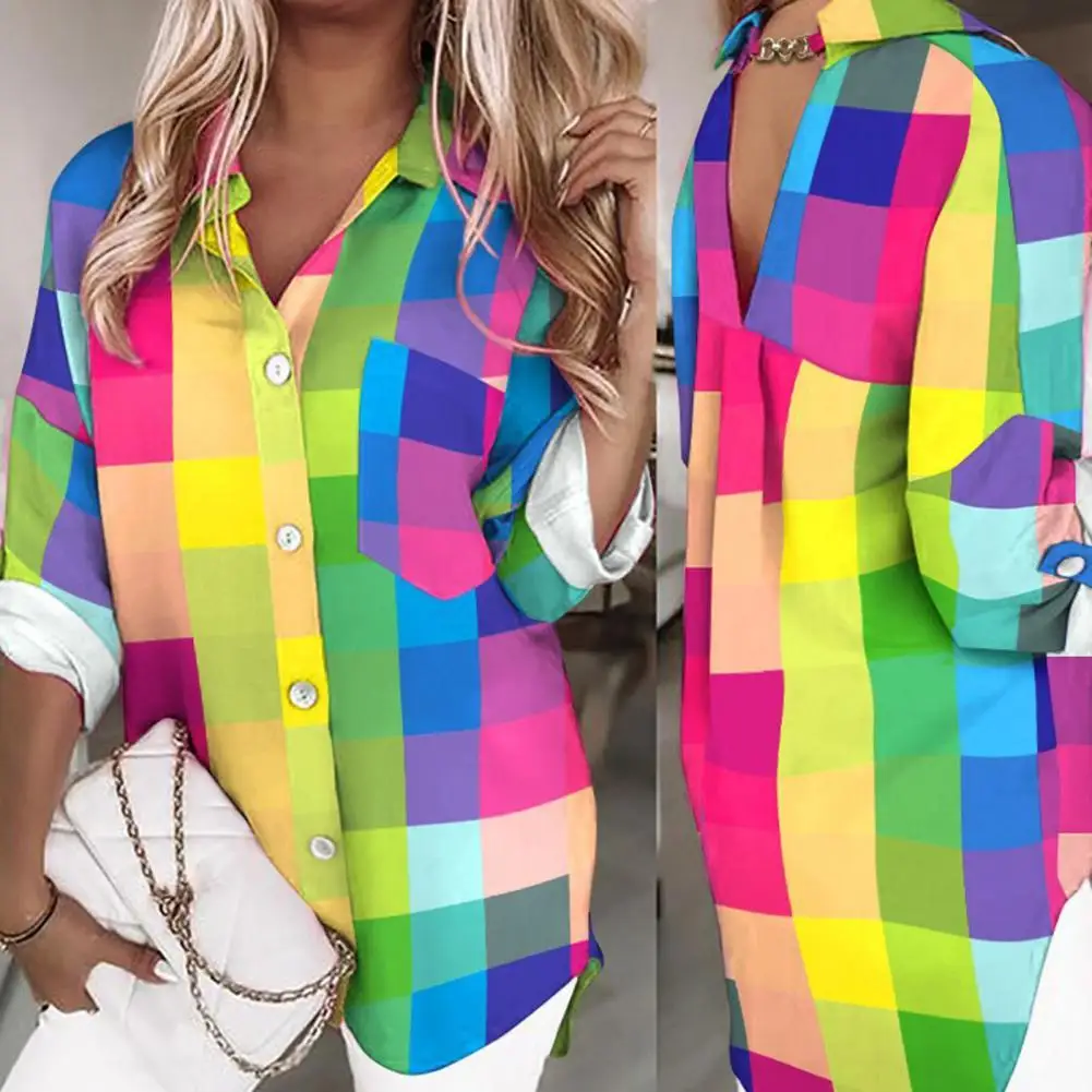 

Trendy Lady Shirt Stripe Dot Lady Top Long Sleeve Buttons Autumn Shirt Blouse Lady Shirt