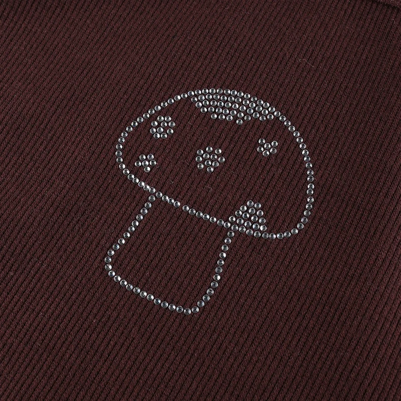 

Mushroom Graphic T Shirts Summer Clothes for Women Y2k Sexy Bodys Sleeveless Brown Top Off Shoulder Aesthetic Tank Tops Clothes