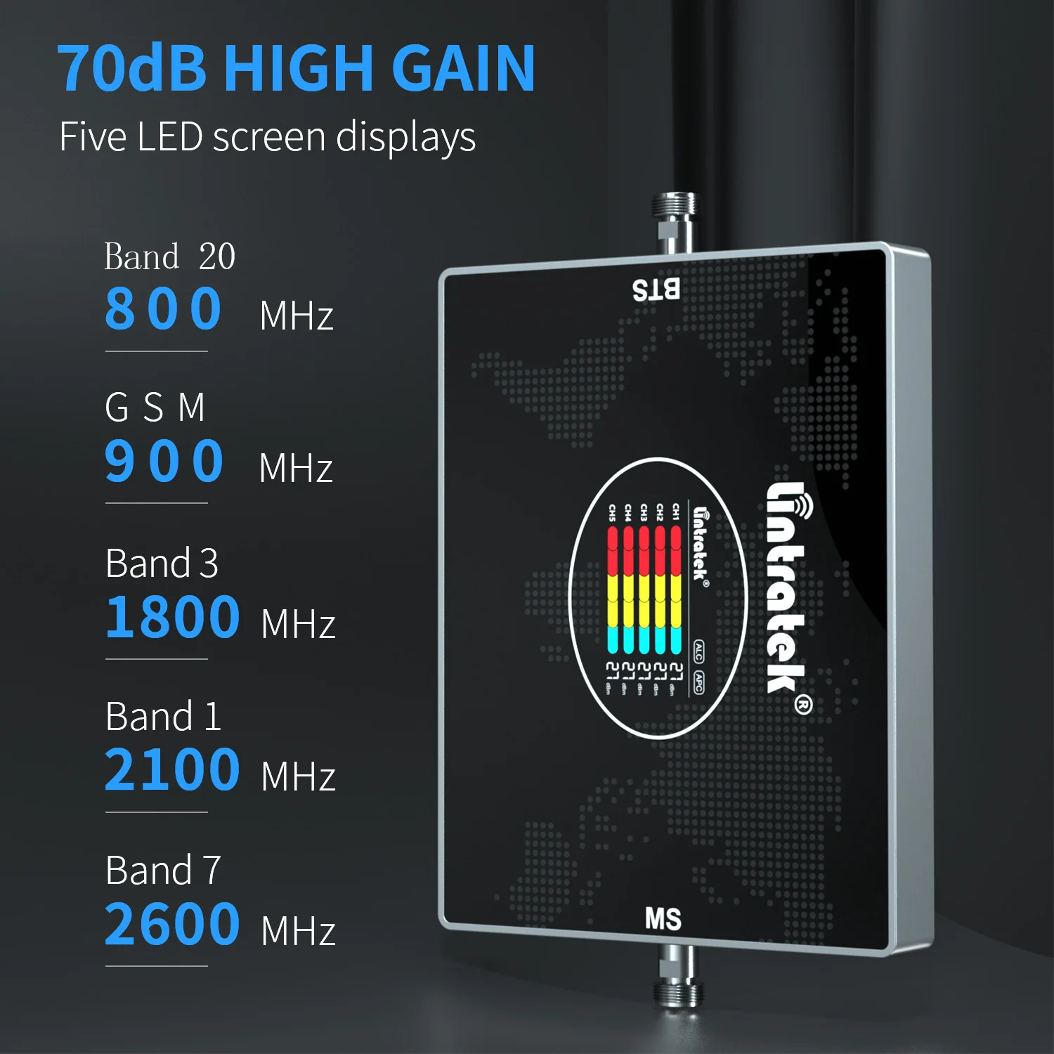 Усилитель мобильного сотового сигнала Lintratek 4g LTE 800 900 1800 2100 МГц lte модем антенна