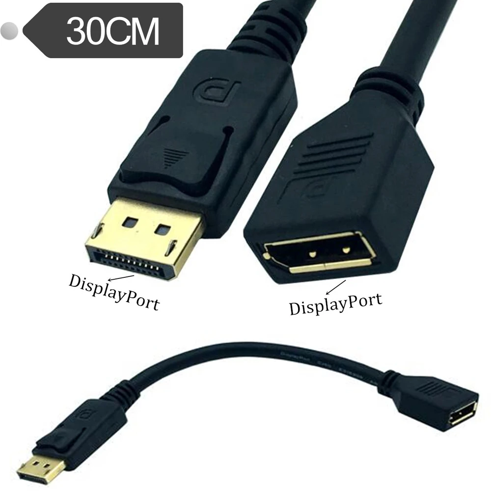 

Gold DisplayPort Male to Female Extension Cable 0.3m
