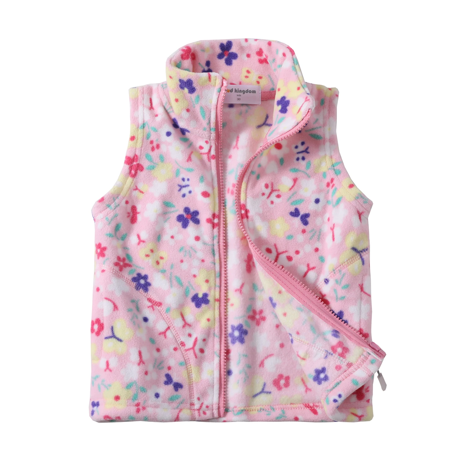 Mudkingdom Kids Vest Jackets Autumn Winter Fleece Children Outerwear Coats Lightweight Casual Cute Polka Dots Pattern Boys Girls