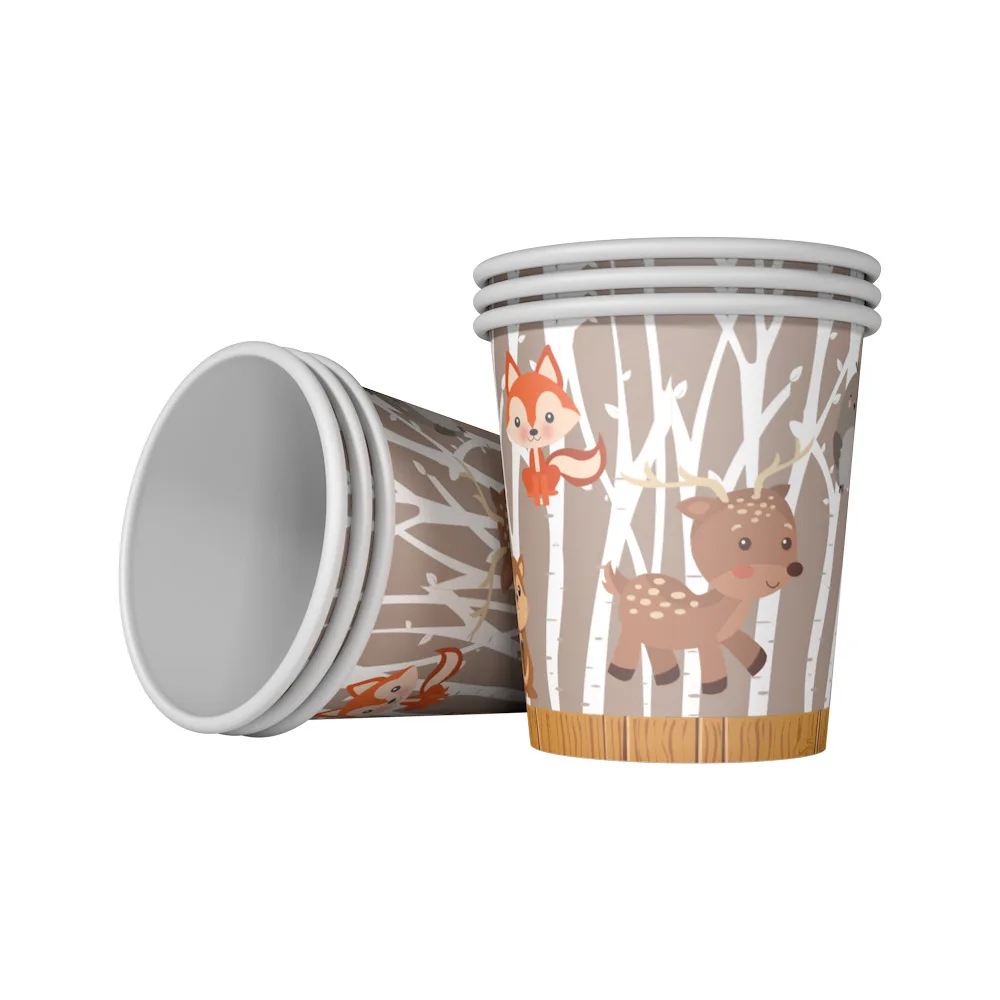 cup 6pcs Забавные Животные тема disney Бэмби Лось Совы лисы Ежик одноразовая посуда вечерние детский день рождения, День благодарения вечерние декор, Декор для дома - Цвет: cup 6pcs