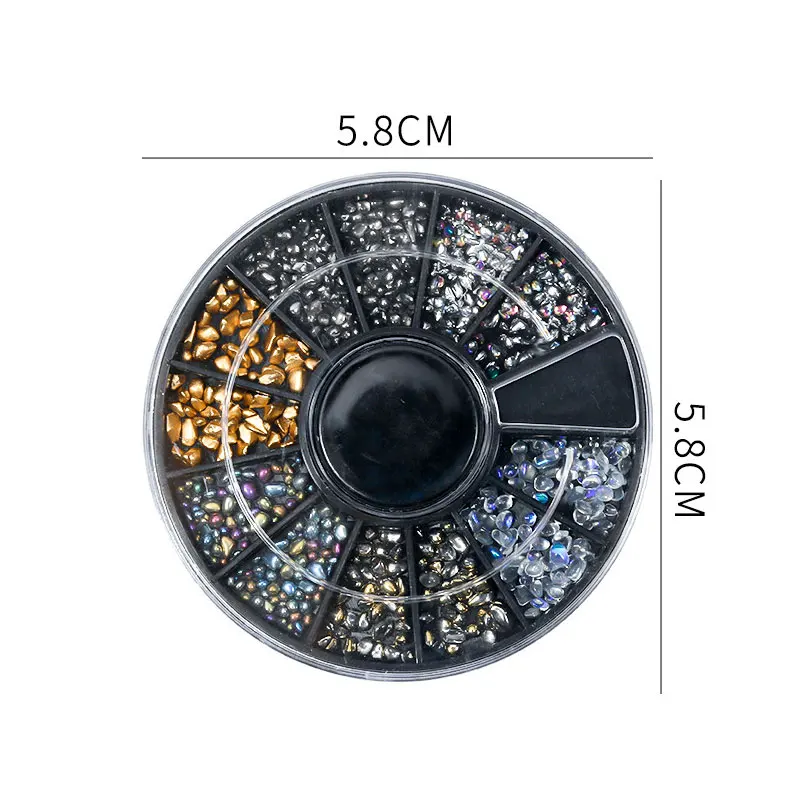 

12 Grid Turntable Baroque Style Golden Crystal Stone Nail Art Accessories DIY Decorative Colored Stone Manicure Accessories
