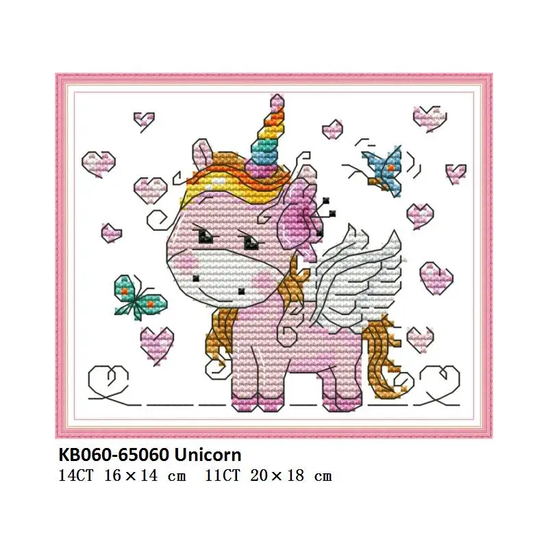 Cross Stitch KB060 Joy Sunday Aida ткань 14 Вышивка крестиком единорог мультфильм картина вышивка крестом Печатный холст DMC DIY Needlweork набор - Цвет: Cross Stitch KB060