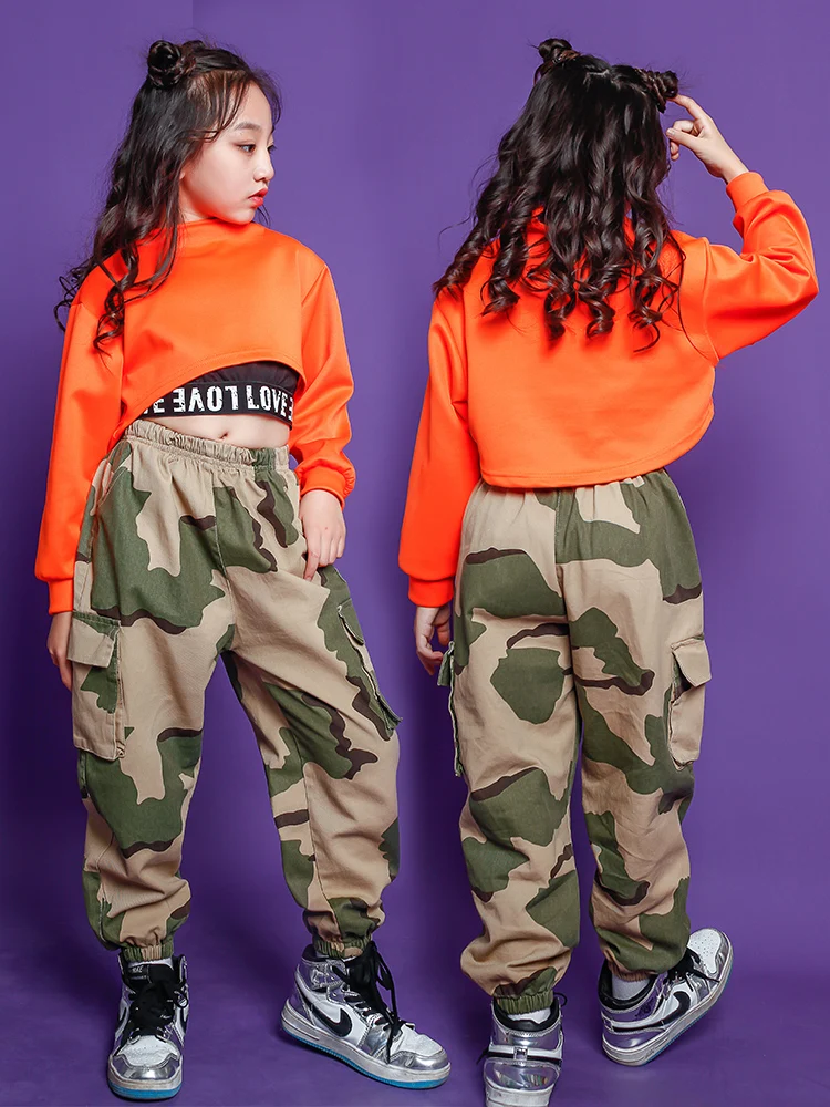 Укороченный топ с капюшоном и длинными рукавами для девочек Костюмы джазовых