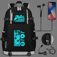 anime jojo bizarre adventure luminous bookbag waterproof school bags usb charging laptop backpack unisex travel bagpack mochila