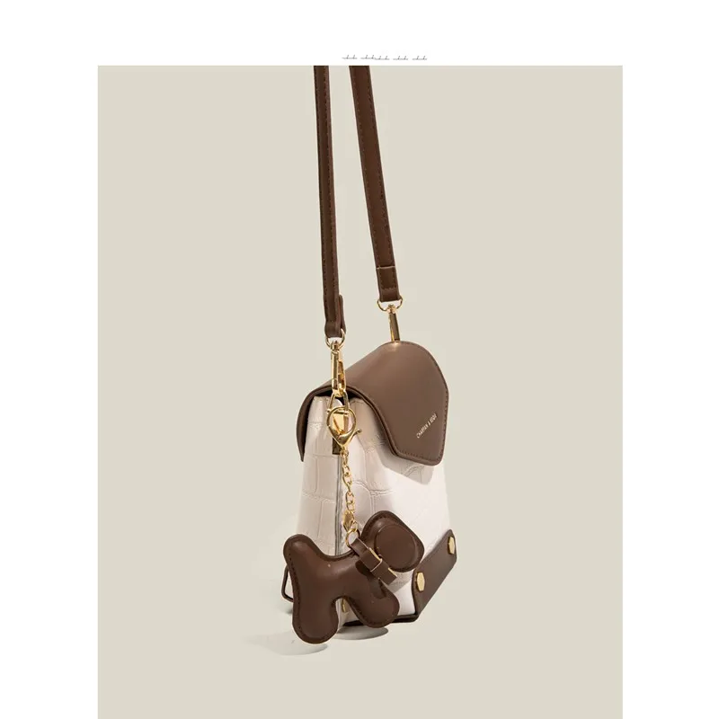 Maxdutti England Style High Street Retro Patchwork Color Contrast Dog Bag Design Messenger Small Square Bag Armpit Women's Bag