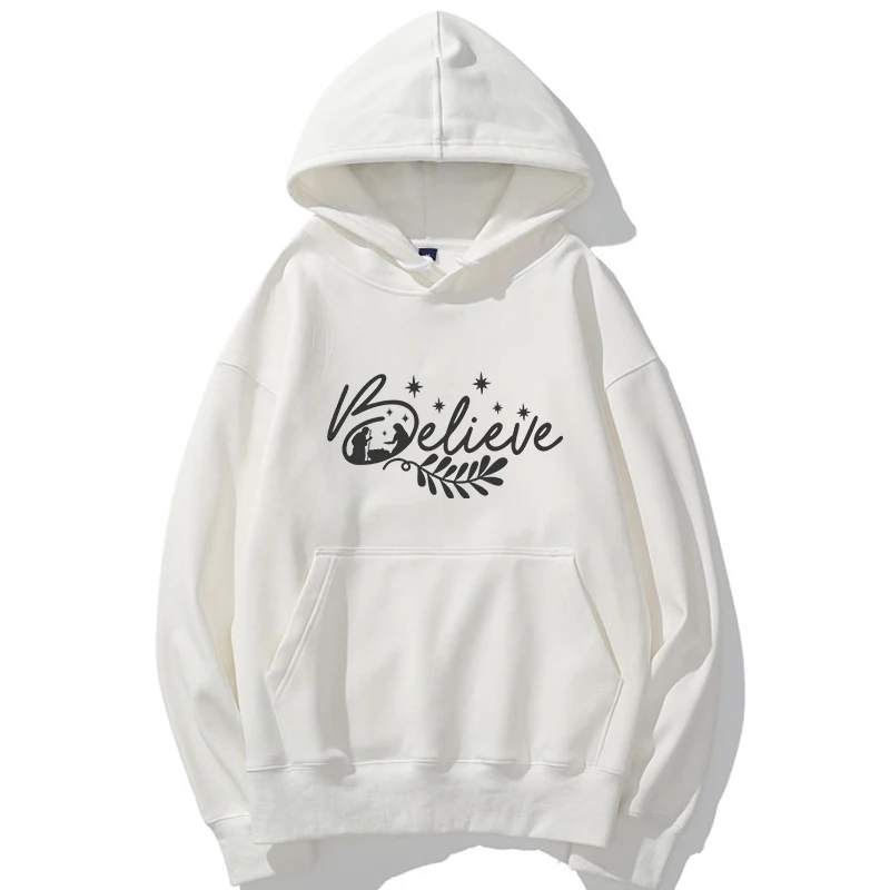 

High Quality Womens Hoodies Custom Printing Hoodies Believe Christmas Shirt Personalized Hoodies Soft Cotton
