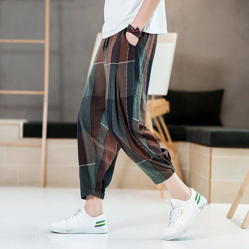 Мужские шаровары в стиле Харадзюку летние хлопковые штаны для бега винтажные