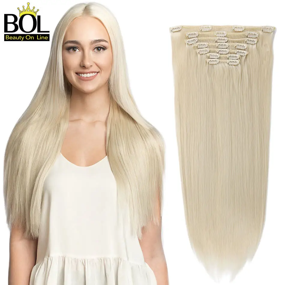 20 зажимов 24 дюйма прямой зажим для наращивания волос 7 шт./компл. 613 # светлый цвет