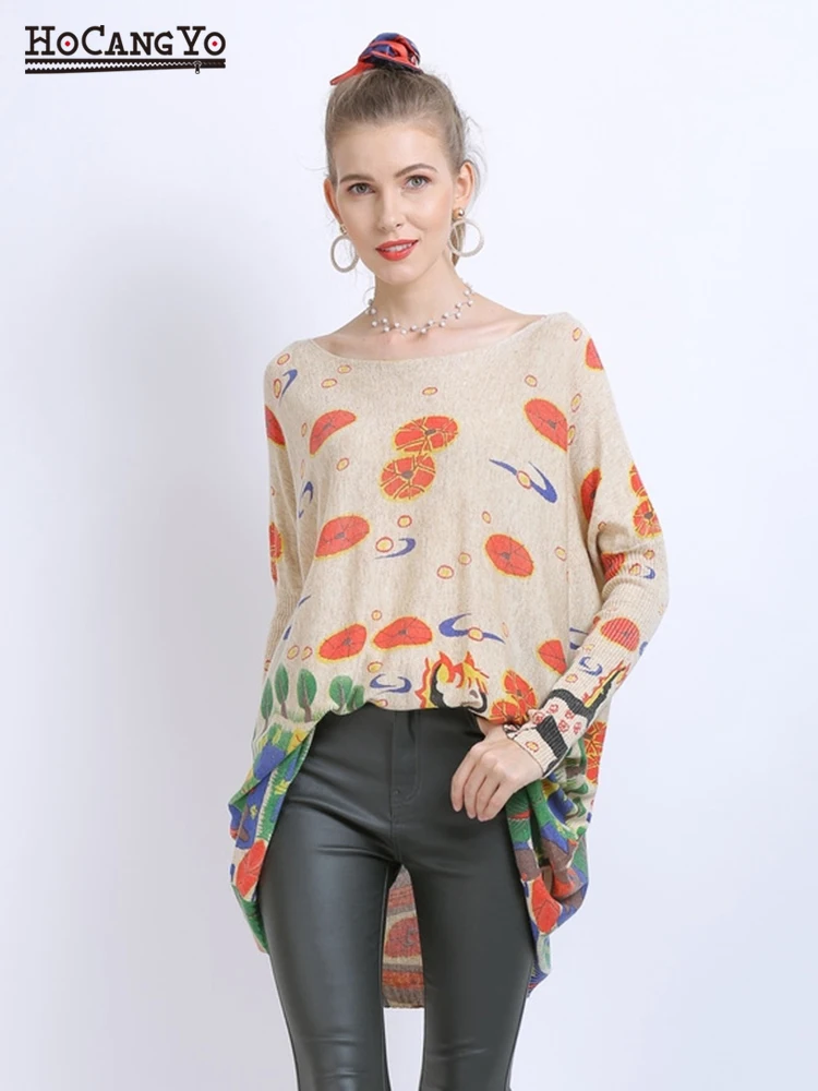 Осенне-зимние женские длинные свободные свитера с длинным рукавом и