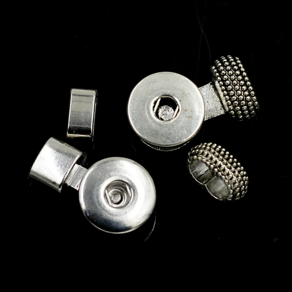 10Sets End Beads Cap Fit 18mm Snap Buttons Bracelets Necklaces Round Silver Tone Jewelry Making Charms Findings 3.1x1.9cm