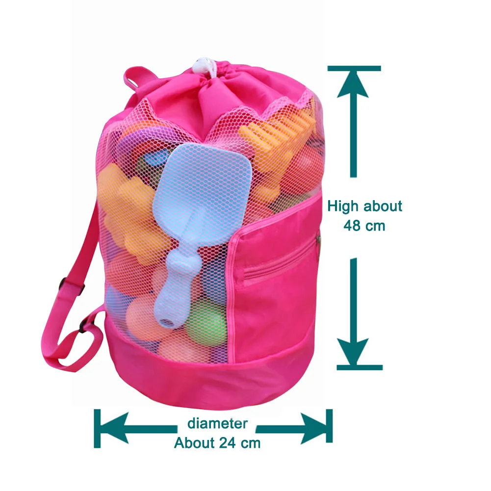 

Foldable Beach Toy Bag Sand Away Beach Storage Pouch Tote Mesh Bag Travel Toy Organizer Sundries Net Drawstring Storage Backpack