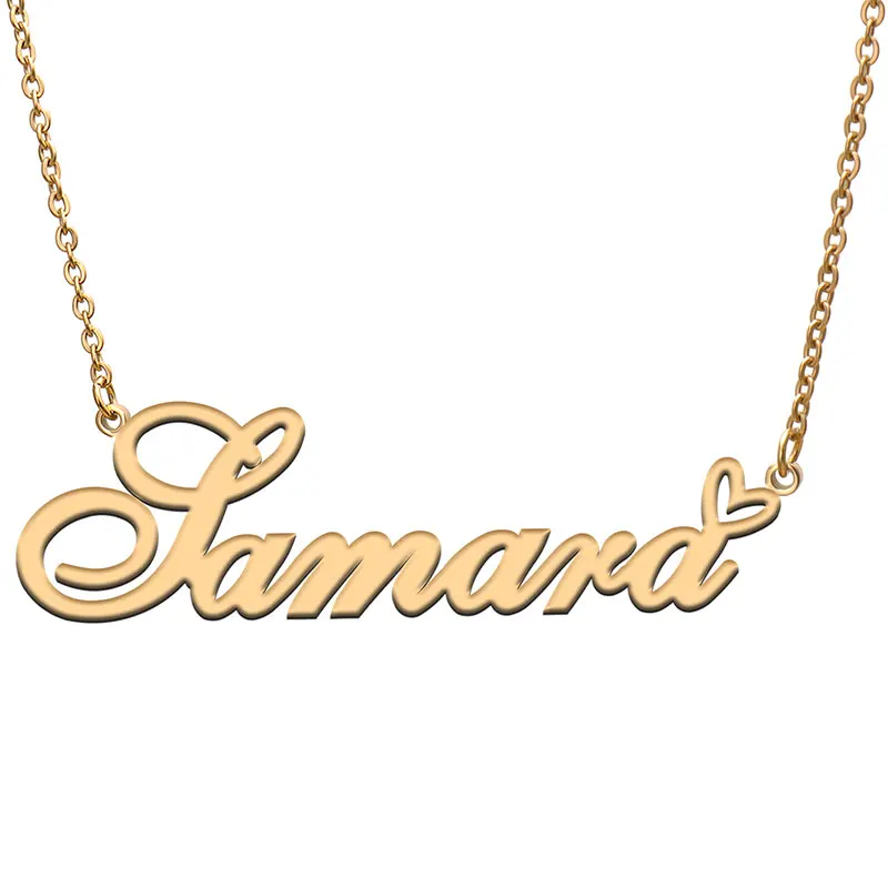 

Love Heart Samara Name Necklace for Women Stainless Steel Gold & Silver Nameplate Pendant Femme Mother Child Girls Gift