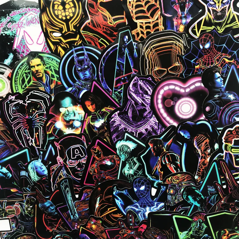 65 шт Неон игрушечные Супергерои Стикеры s для стайлинга автомобилей велосипед