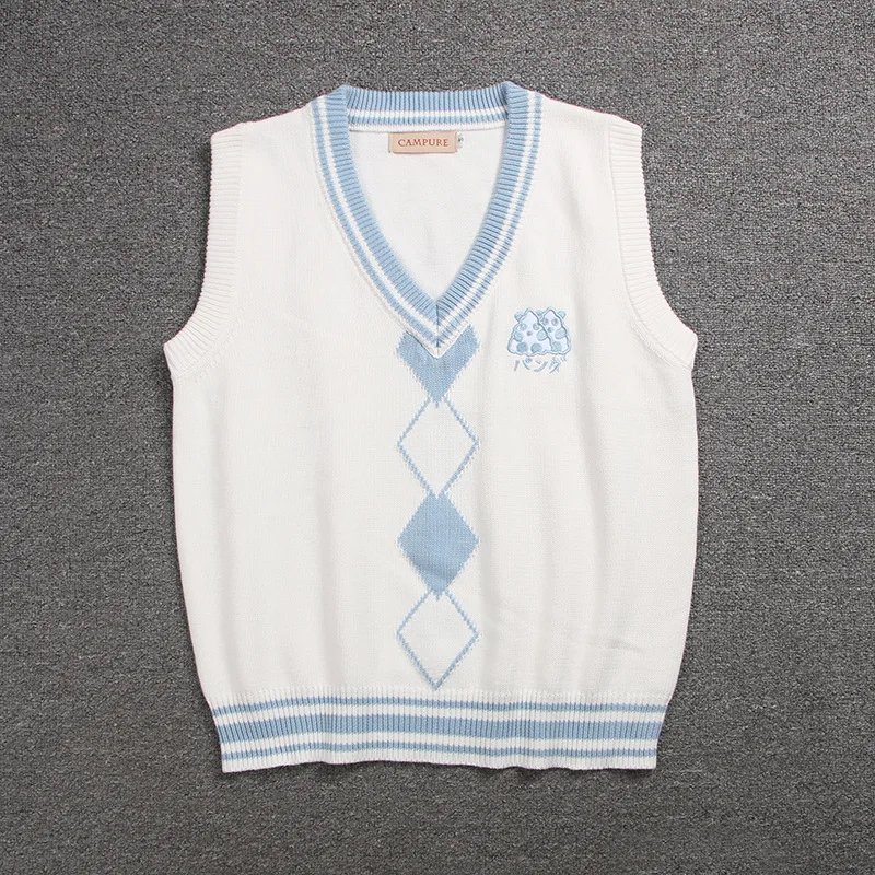 British Korean School Girl Sleeveless Sweater Vest Uniforms V-neck Japanese Boys And Girls Students Knitted | Тематическая одежда