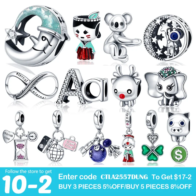 

925 Sterling Silver Animal Series Charm Bead ​Fit Original Pandora Bracelet women plata de ley silver pendant bead diy jewelry