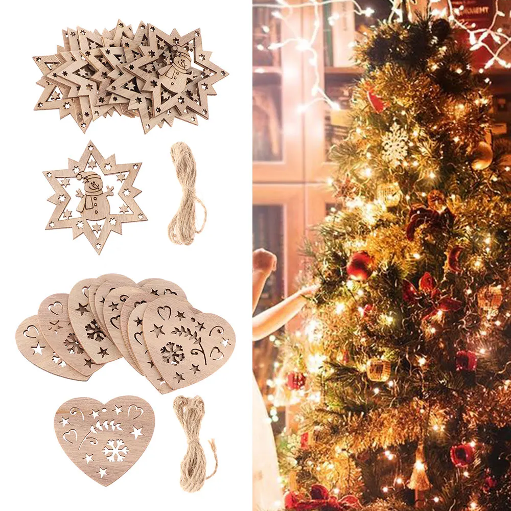Новинка, 10 шт., креативные деревянные Рождественские Подвески, Декор, деревянные поделки, Санта Клаус, рождественские украшения, сделай сам, вечерние, домашний декор, Товары для детей, игрушки