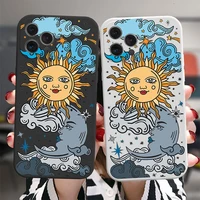 fashion sun moon face phone case for phone 11 pro 12 mini x xs maxxr 13 pro max 6 6s 7 8 plus soft silicone cover candy fundas