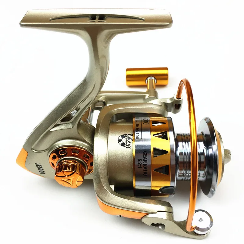 

K8356 Fishing Spinning Reel Metal Spool 5.2:1 12BB Ball Bearings Carp Fishing Reel JE2000-7000 Semi-metallic Handle Sea Tackle