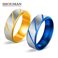 shouman titanium steel 5 color groove bevel rings for men lover lord wedding band jewelry gift