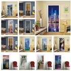 Современные строительные обои для двери, 3D Виниловые наклейки на дверь в спальню, стикеры на дверь с изображением статуи Свободы