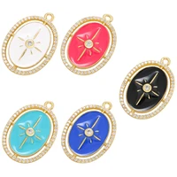 zhukou oval sun pendant enamel charms for women diy handmade necklace earrings jewelry accessories supplies wholesale vd1018