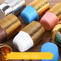 50 pcsset muffin paper cups golden cupcake wrappers liner case round forms cup cake mold box for baking tools birthday party
